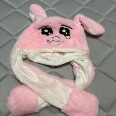 ピンク うさぎ 耳が動く帽子 被り物