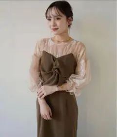 Acka sheer puff dress ブラウン　size2 Acka sheer puff dress (brown)