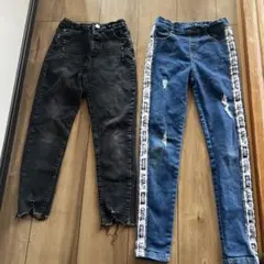 キッズ ハイウエスト スキニーパンツ 2点セット