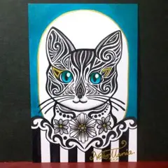 3558 【原画】手描き オリジナルアートイラスト 猫