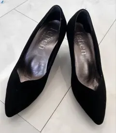 【tehen】ブラックパンプス 22.5cm（23cm相当）パールヒール