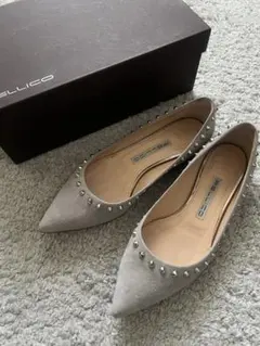 PELLICO スタッズ付きフラットシューズ グレー　35ハーフ　22.5㎝