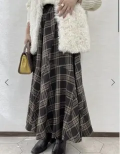 ロペピクニック　チェック柄 ロングフレアスカート