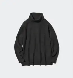 【ユニクロ】スフレヤーンタートルネックセーター（スムース・長袖)ダークグレー