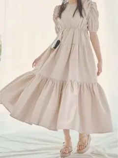 【GRL】 未使用　パワショルボリュームティアード ワンピース［k8646w］