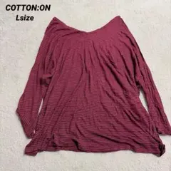COTTON:ON 【L】バーガンディ ストライプ 長袖チュニック 紫