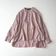 中川政七商店 なかがわまさしち シャツ ノーカラー ピンク 畝織 綿麻 