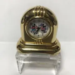 ディズニーミッキー&ミニー　ヴィンテージ　ミニデスククロック　ゴールドトーン