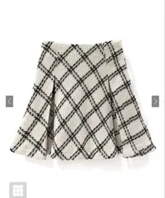 GRL ダイヤチェック柄ツイードフレアミニスカートmei37