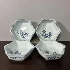 新品未使用 有田焼 源新窯 六角中鉢 てがき晃菊 4客
