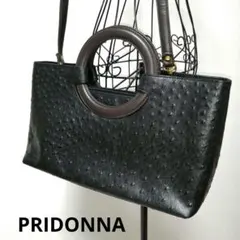 PRIDONNA　オーストリッチ型押し　2WAY丸ハンドルショルダーバッグ