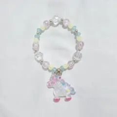 平成レトロ 平成女児 ブレスレット ビーズ ユニコーン ピンク 水色 黄色