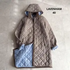 良品 ラベンハム デンストン キルティングジャケット コート 茶 青 40