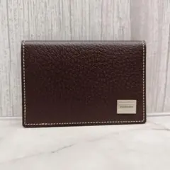 美品　バーバリー　ダークブラウン レザー 名刺入れ　ノバチェック　シボ