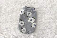 ＊ハンドメイド犬服＊お花ボアフリースグレー