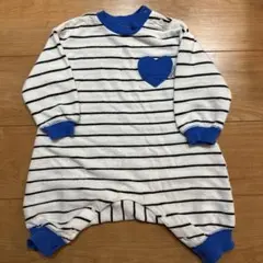 breeze　ロンパース　ハート　ボーダー　青　80 パイル
