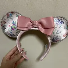 ミニー耳カチューシャ ピンク 花柄