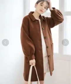 Heather 2WAYデザイン ロングコート ブラウン