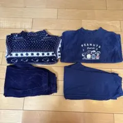ユニクロ PEANUTSフリースパジャマ 120cm ネイビー系