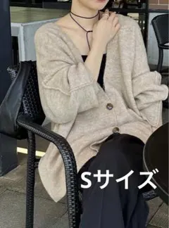 セレクトモカ　Vネックカーディガン S グレイッシュベージュ