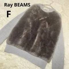 Ray BEAMS レイビームス 長袖ニット 灰×茶 毛 トップス /F
