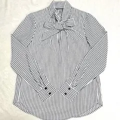 【美品】H&M ストライプ リボンタイ 長袖シャツ フォーマルファッション