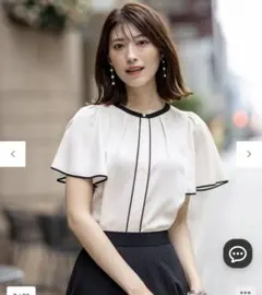 エニィスィス　【洗える】バイカラーフレア ブラウス