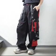 お兄系　y2k カーゴパンツ M ブラック/レッド