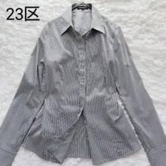 23区 オンワード 高品質 ストレッチ コットン シャツ ブラウス 比翼ボタン