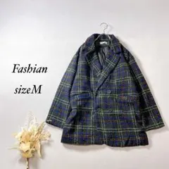 Fashian ツイード チェスターコート チェック柄【M】メンズ c688