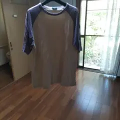 UNIQLO ラグランTシャツ ベージュ×パープル