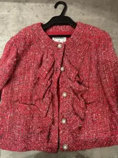 香奈兒 斜紋軟呢 外套 紅色