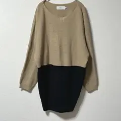 AZUL アズール 長袖ニット バイカラー ワンピース　M ロング丈