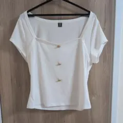 SHEIN リブ素材 ホワイト Tシャツ 1XL