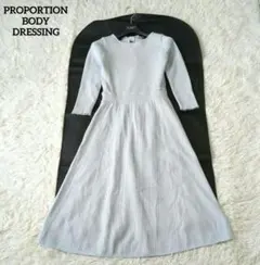 プロポーションボディドレッシング ニットワンピース レース リボン 七分袖 M