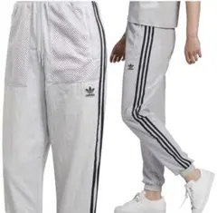 adidas アディダス　ジャージ　パンツ　シルバー　グレー　メッシュ　ポケット