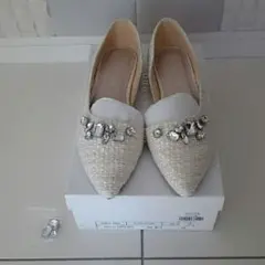 送料込♪新品未使用品♪MERCURYDUO♪ビジュー フラットシューズ