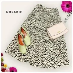 美品✨【DRESKIP】レオパード消しプリーツロングスカート　ベージュ