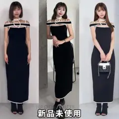 ダーリッチ darich パイピングカットリボンロングワンピース BLK F