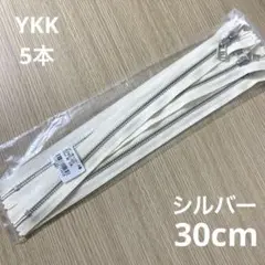 YKK ファスナー　30cm 金属　シルバー　ニッケル　セット　キナリ　生成