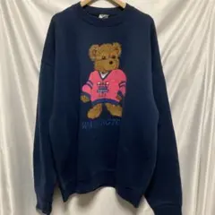 90s USA製 FRUIT OF THE LOOM くま スウェット ネイビー