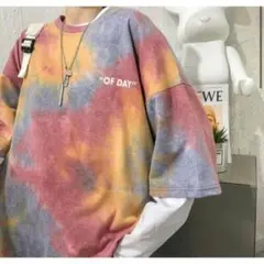 タイダイ半袖　オーバーサイズ　BIG Tシャツ　赤