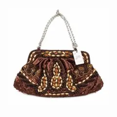 ビーズ刺繍 ブラウン パーティーバッグ