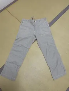 UNIQLO リネン パンツ Lサイズ　ベージュチェック柄