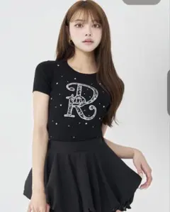 Darich ダーリッチ  ビジューDRニットトップス  BLK Darich ダーリッチ DRビジューリブニットトップス BLK 黒 ブラック