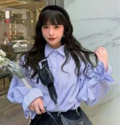 dholic nugu ロングカフスストライプシャツ
