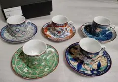 未使用　有田焼　古伊万里　絵変わり カップ＆ソーサー　 5客　彩　伊万里　色絵