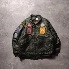 雰囲気抜群CWU-36フライトジャケット戦車ワッペンミリタリー短丈カーキ2XL