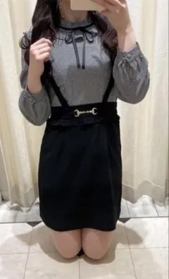 新品 evelyn エブリン サスペンダー付き スカート
