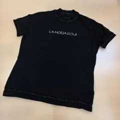 伊太利屋　半袖ニット　ブラック　ITALIYA GK LA MODA GOJIのサムネイル